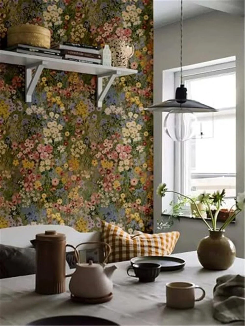 Peel Stick Wallpaper Removable Boho Floral Green Vinyl Waterproof Bedroom